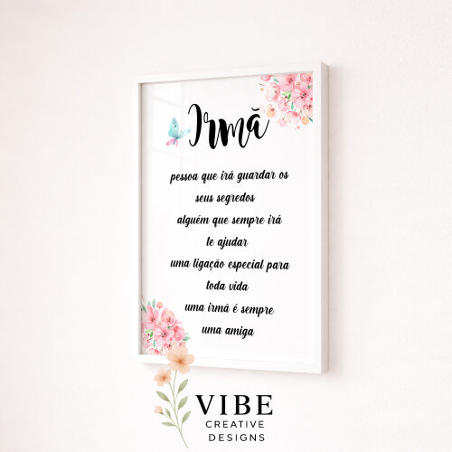 Kit 3 Quadros Infantil Irmãs com Frase - Arte Digital para Impri