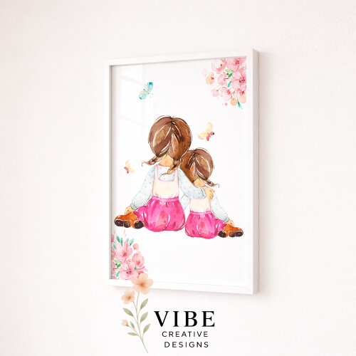 Kit 3 Quadros Infantil Irmãs com Frase - Arte Digital para Impri