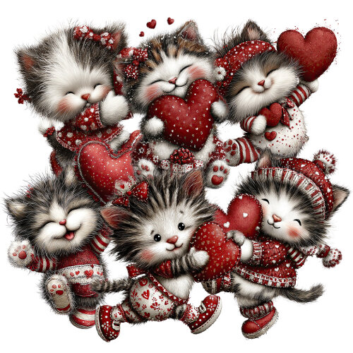 20 Cliparts Gatinhos Apaixonados PNG Fundo Transparente