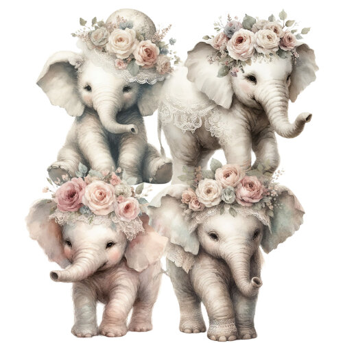 12 Cliparts Elefantinhos Baby PNG Fundo Transparente