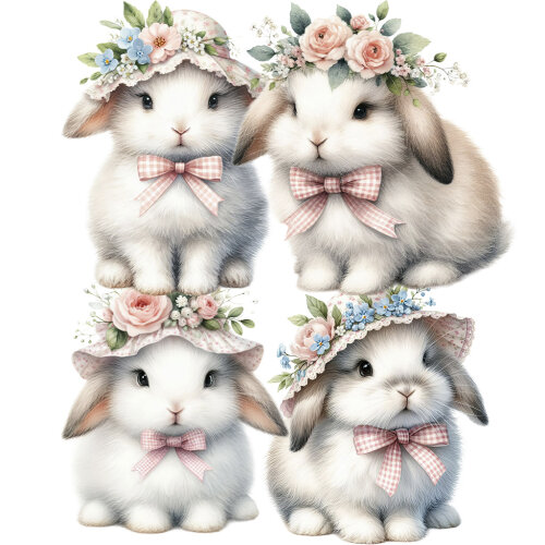 22 Cliparts Coelhos Fofinhos PNG Fundo Transparente