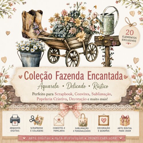 20 Cliparts Fazenda Encantada PNG Fundo Transparente