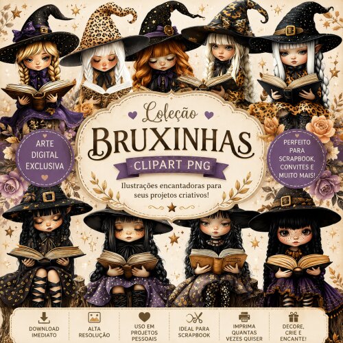 12 Cliparts Bruxinhas PNG Fundo Transparente
