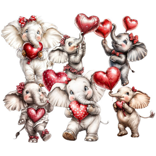 22 Cliparts Elefantinhos PNG Fundo Transparente
