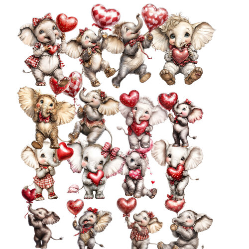 22 Cliparts Elefantinhos PNG Fundo Transparente