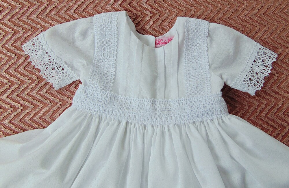 Vestido de batizado branco para bebê infantil menina