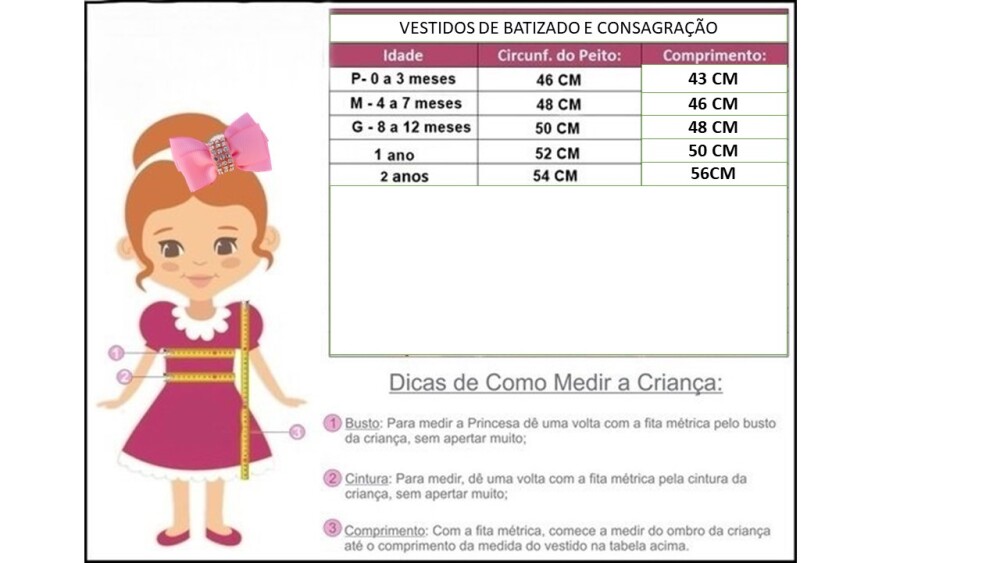 Vestido infantil de batizado branco para bebê menina com touca