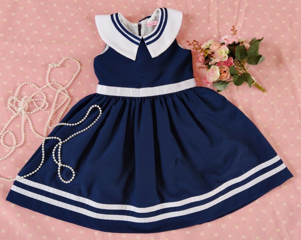 Vestido infantil marinheira para bebê menina com calcinha.