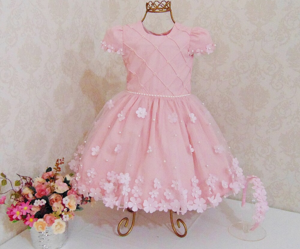 Vestido infantil jardim encantado ou festa para bebê menina com 