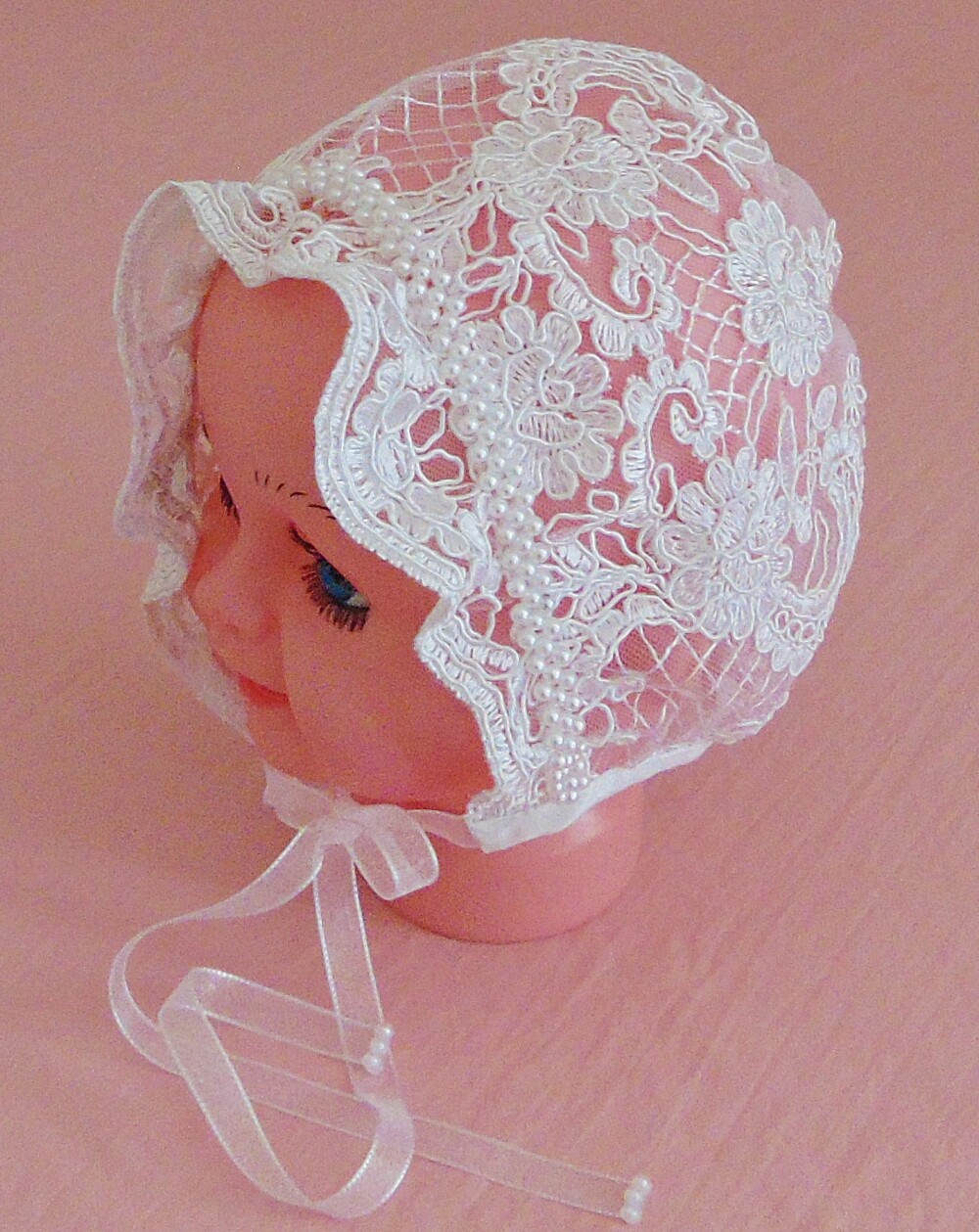 Touca de renda para batizado