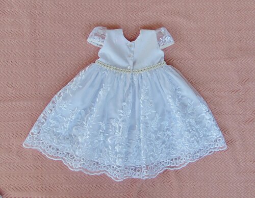 Vestido infantil de batizado branco renda com bolerinho para beb?