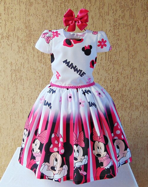 Vestido infantil Minnie para bebê menina.