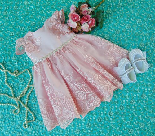 Vestido infantil de festa  luxo para bebê menina com sapatinho
