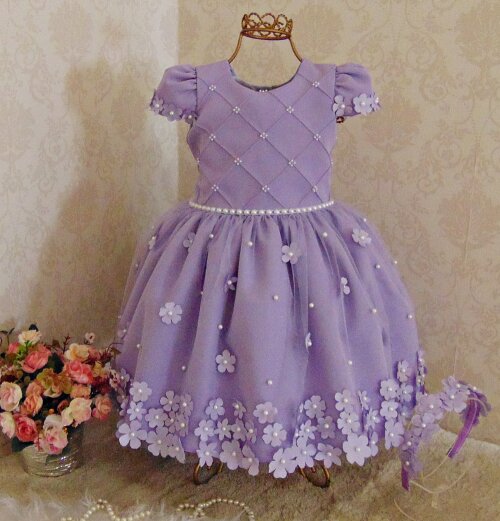 Vestido infantil jardim encantado ou festa para bebê menina com tiara