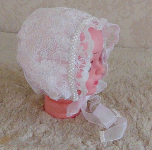 Touca de renda para batizado