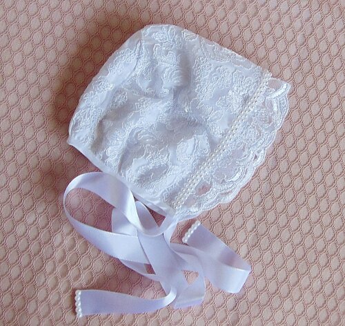 Touca de renda para batizado