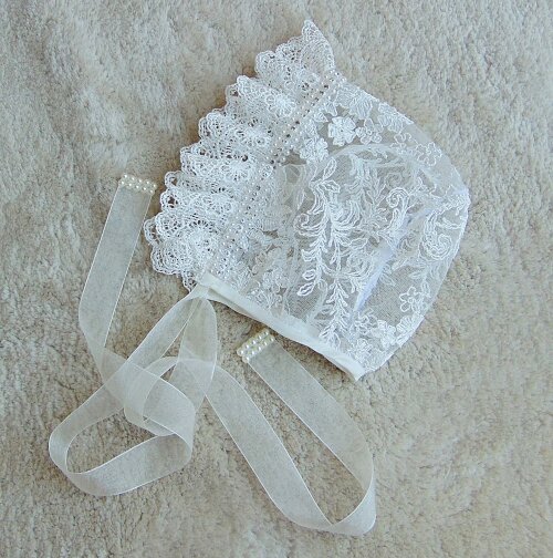 Touca de renda para batizado