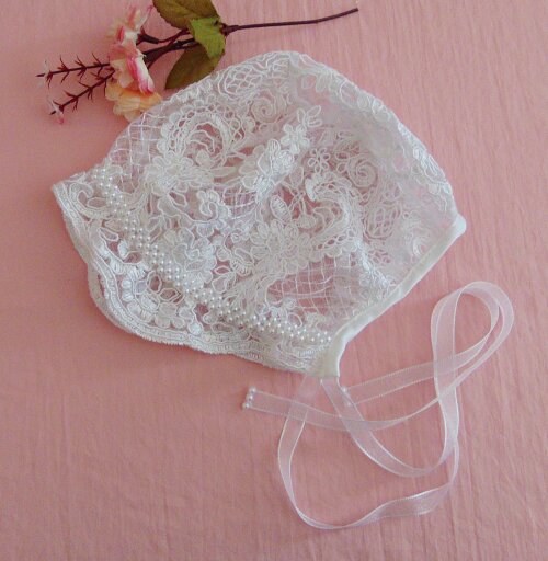 Touca de renda para batizado