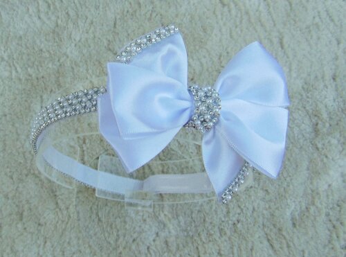 Laço para cabelo luxo com tiara de pérolas