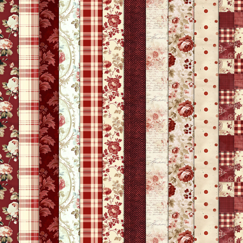 Vermelho Vintage 100 Papéis Digitais Seamless (Sem Emenda)