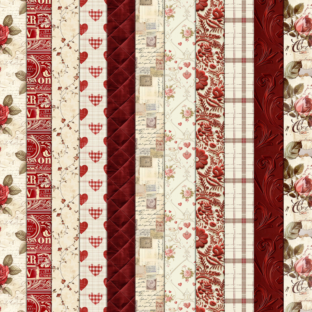 Vermelho Vintage 100 Papéis Digitais Seamless (Sem Emenda)