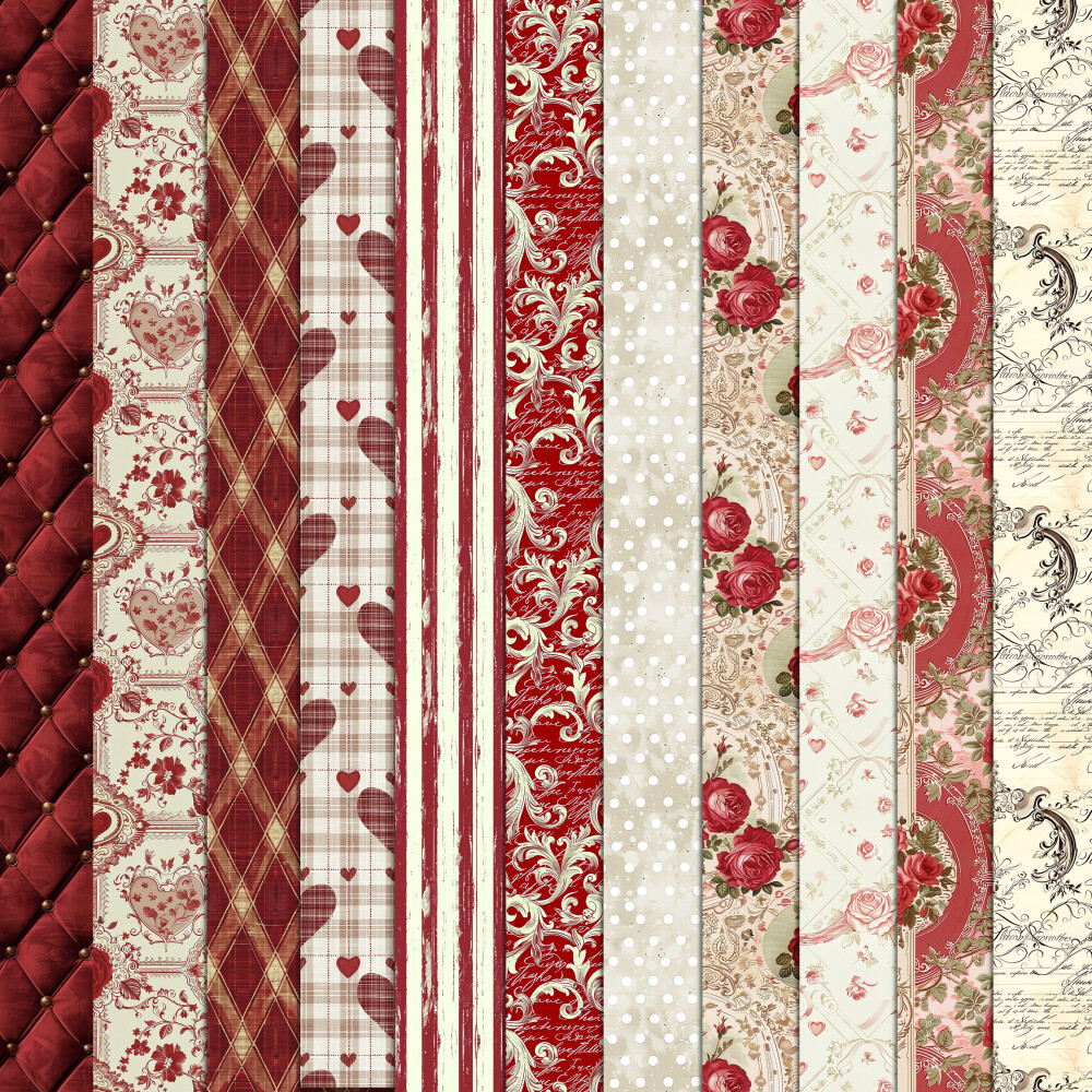 Vermelho Vintage 100 Papéis Digitais Seamless (Sem Emenda)