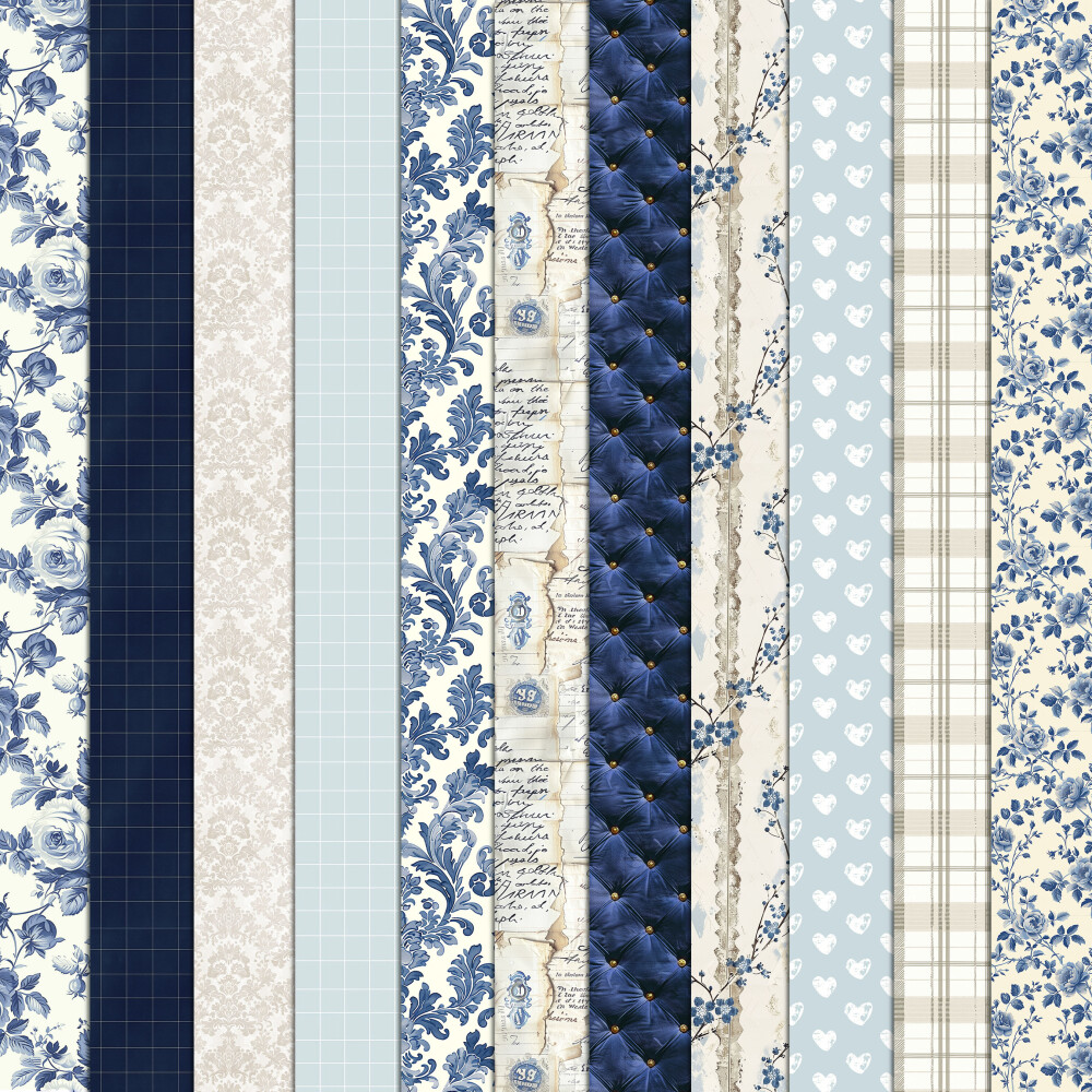 Azul Vintage 100 Papéis Digitais Seamless (Sem Emenda)