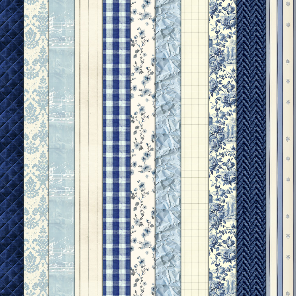 Azul Vintage 100 Papéis Digitais Seamless (Sem Emenda)