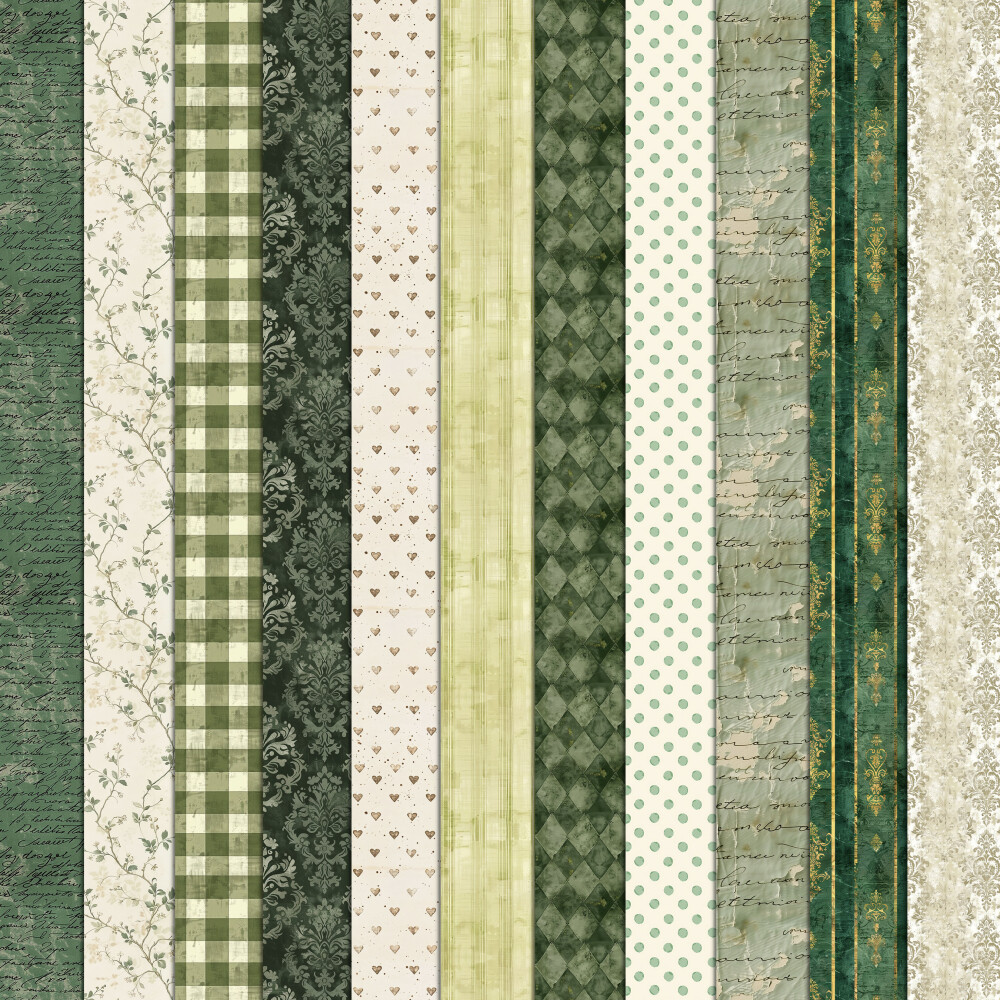 Verde Vintage 100 Papéis Digitais Seamless (Sem Emenda)