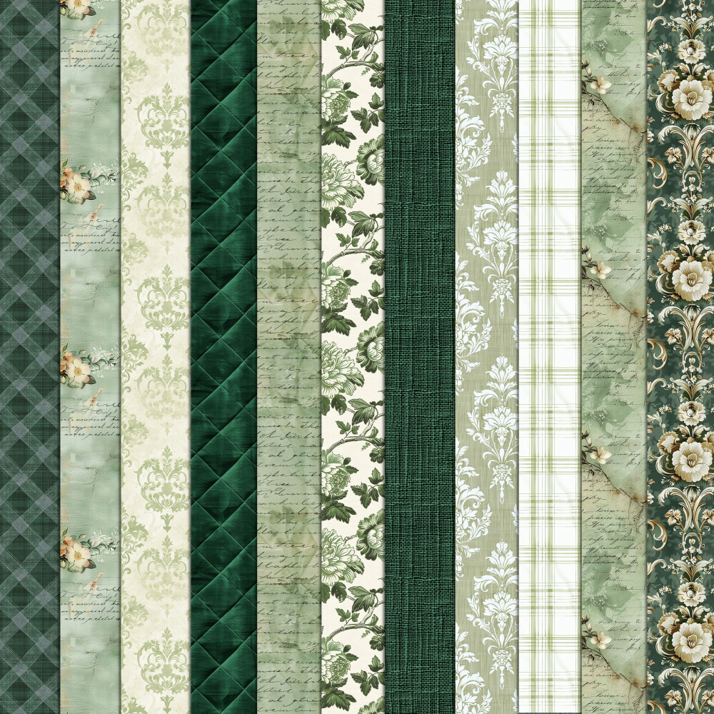 Verde Vintage 100 Papéis Digitais Seamless (Sem Emenda)