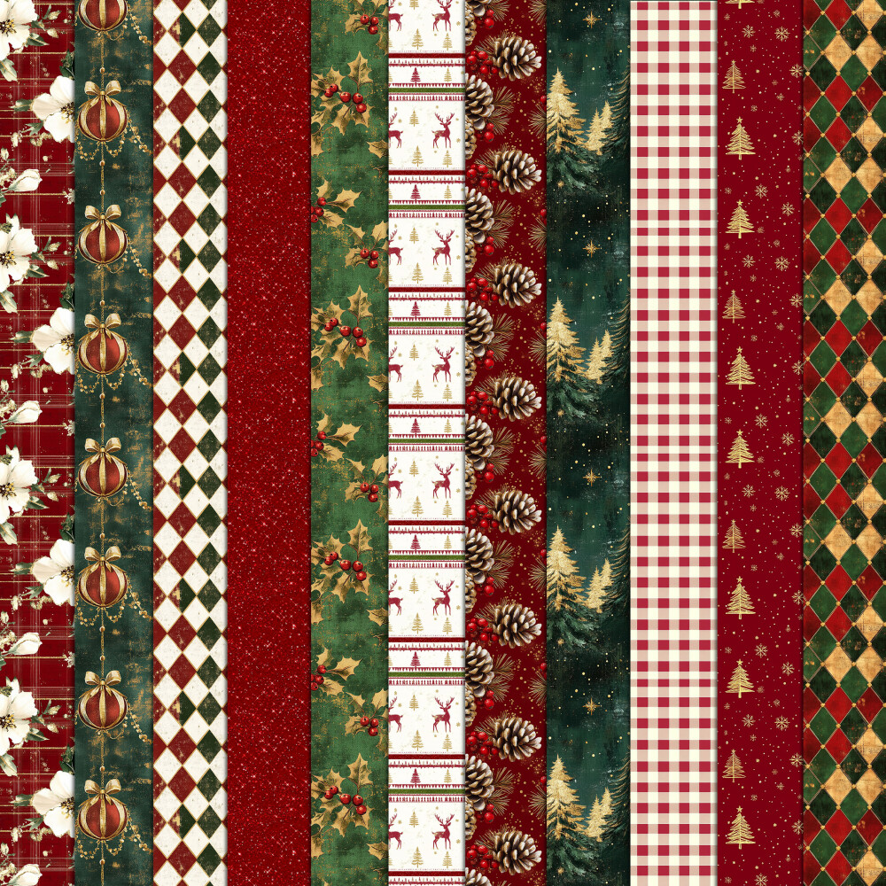 Kit Natal Vintage 100 Papéis Digitais Seamless (Sem Emenda)