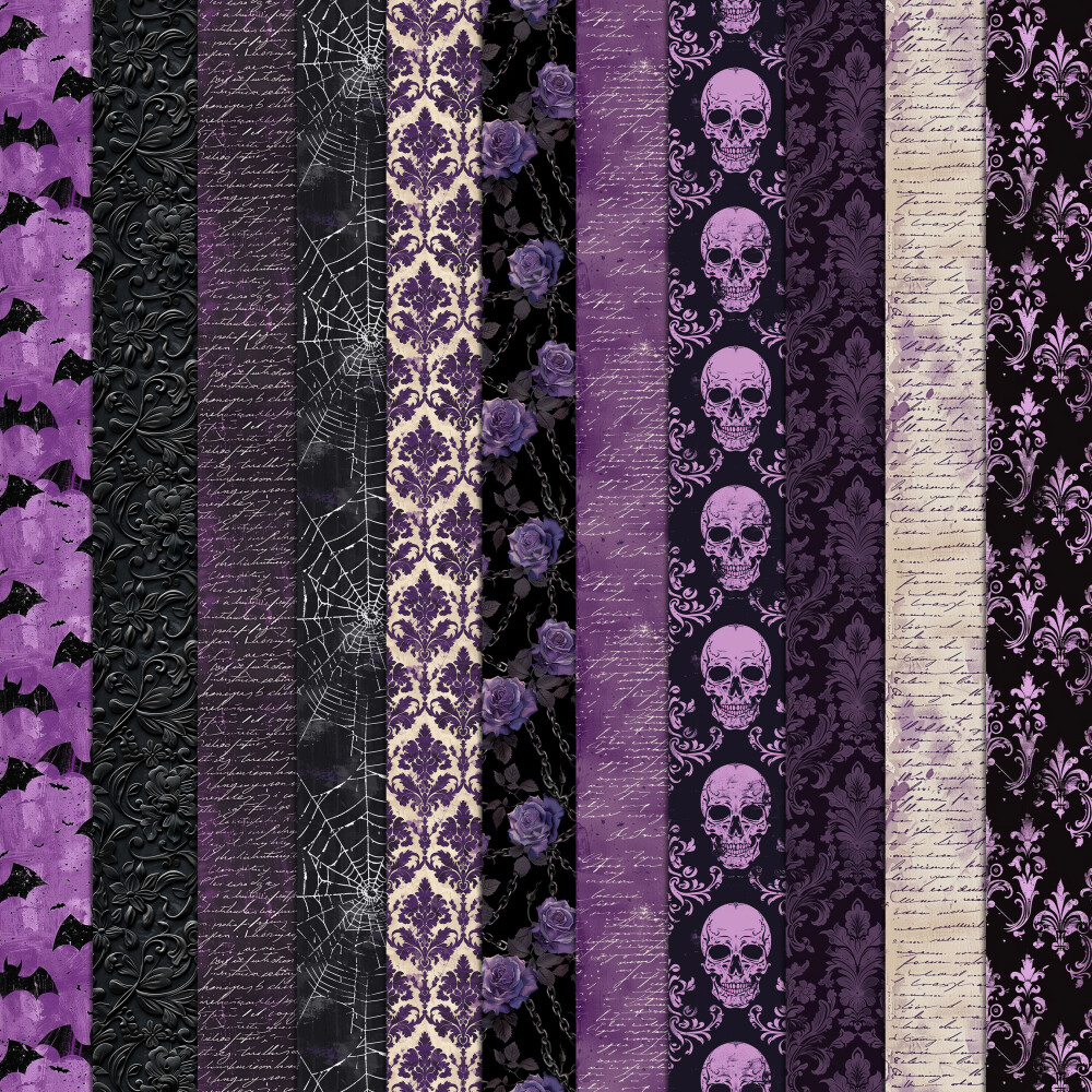Halloween Roxo Vintage 100 Papéis Digitais Seamless (Sem Emenda)