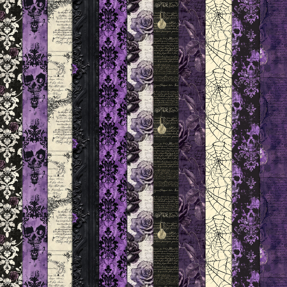 Halloween Roxo Vintage 100 Papéis Digitais Seamless (Sem Emenda)