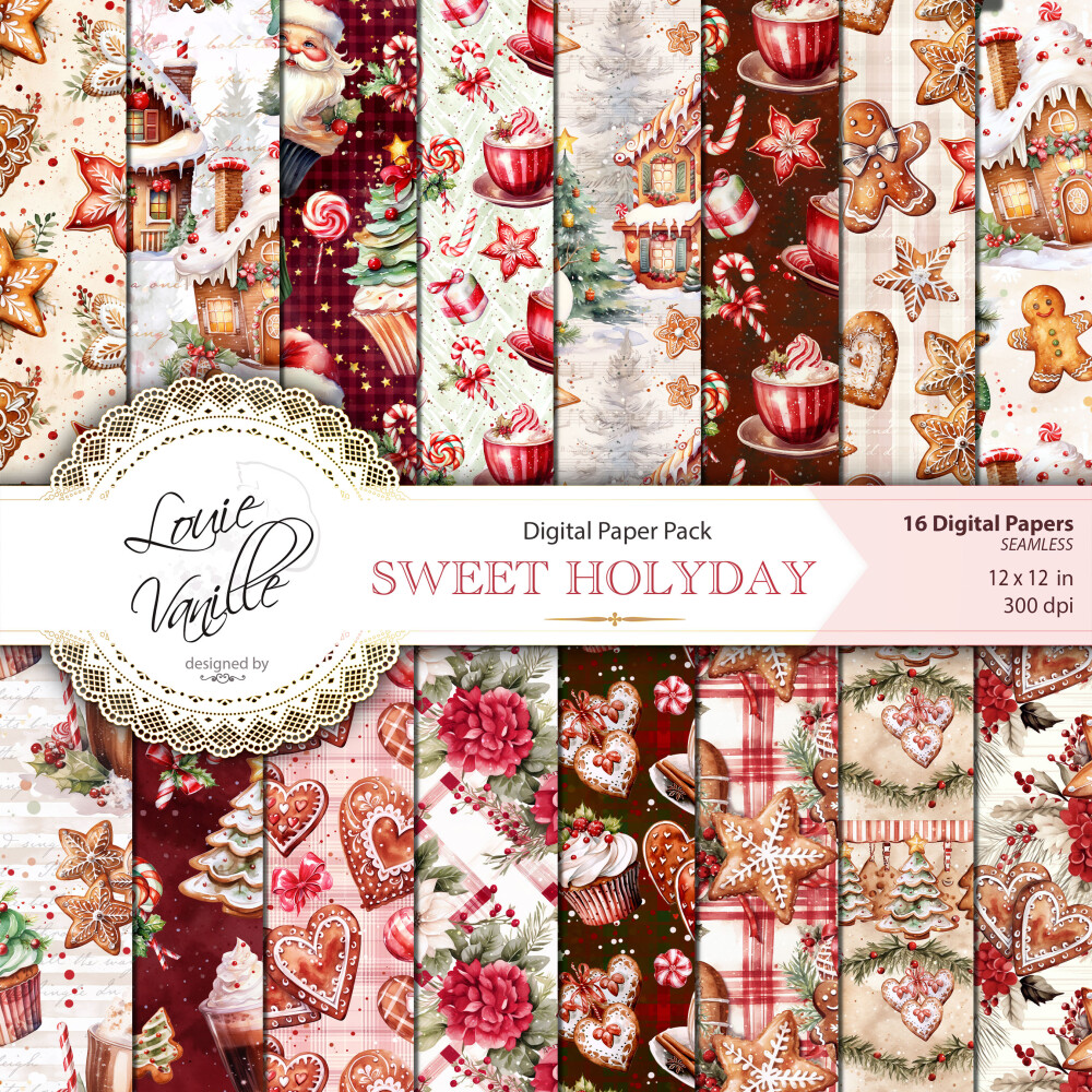 Kit Biscoito de Natal Papéis Digitais Seamless (Sem Emenda)