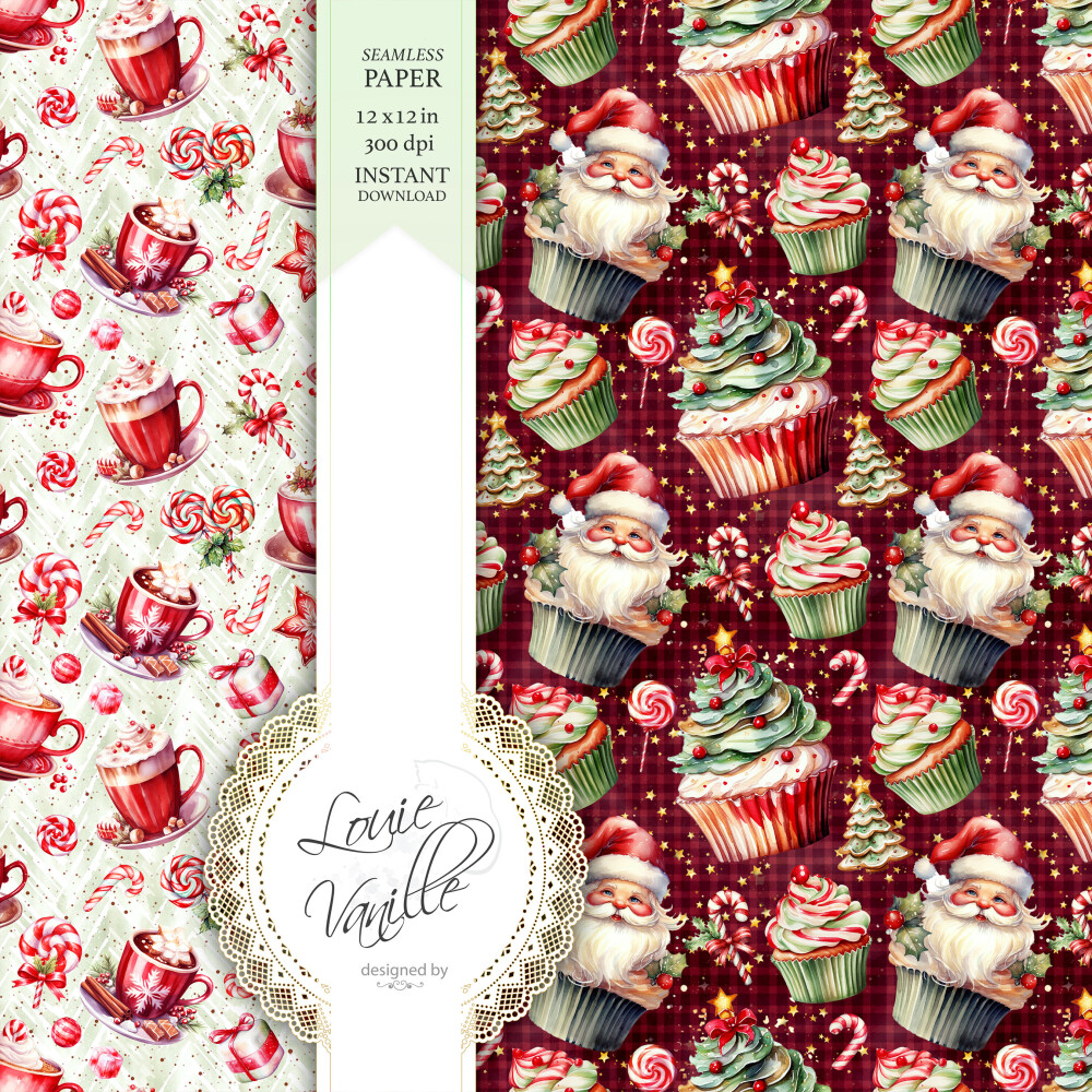Kit Biscoito de Natal Papéis Digitais Seamless (Sem Emenda)