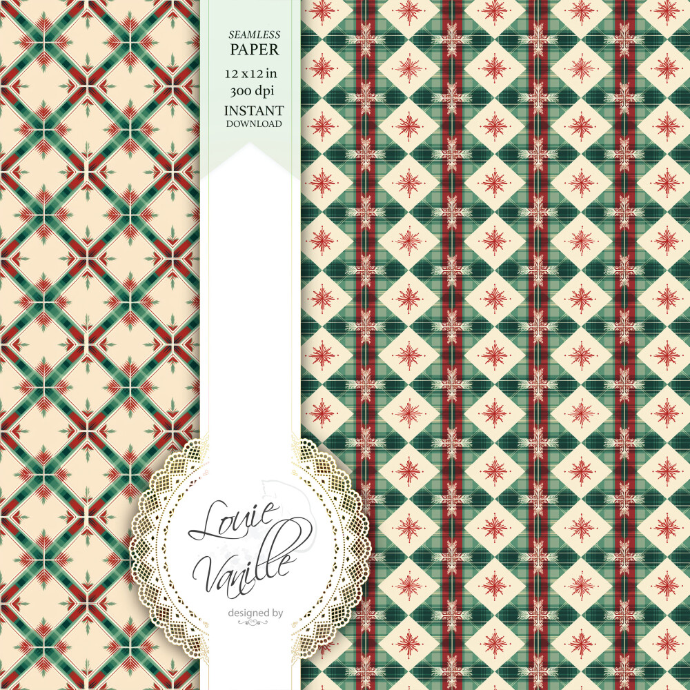 Kit Natal Vintage Papéis Digitais Seamless (Sem Emenda)