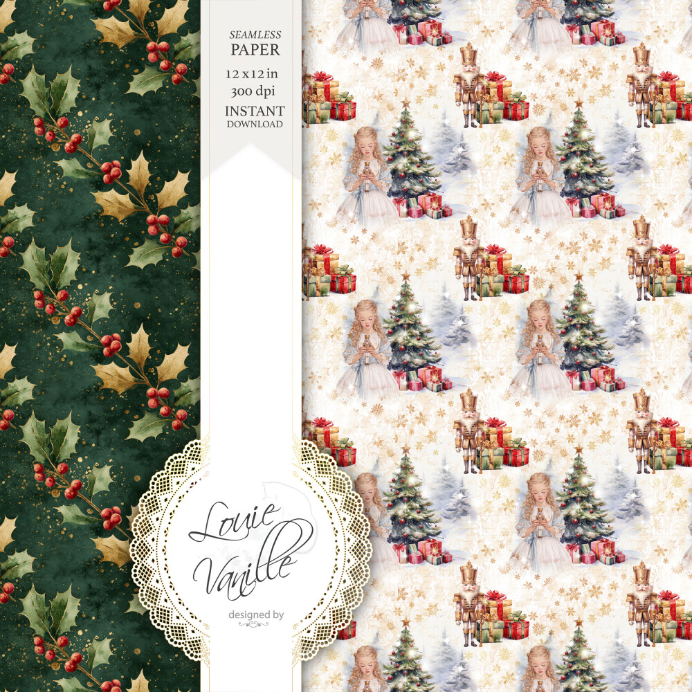 Kit O Quebra-Nozes Natal Papéis Digitais Seamless (Sem Emenda)