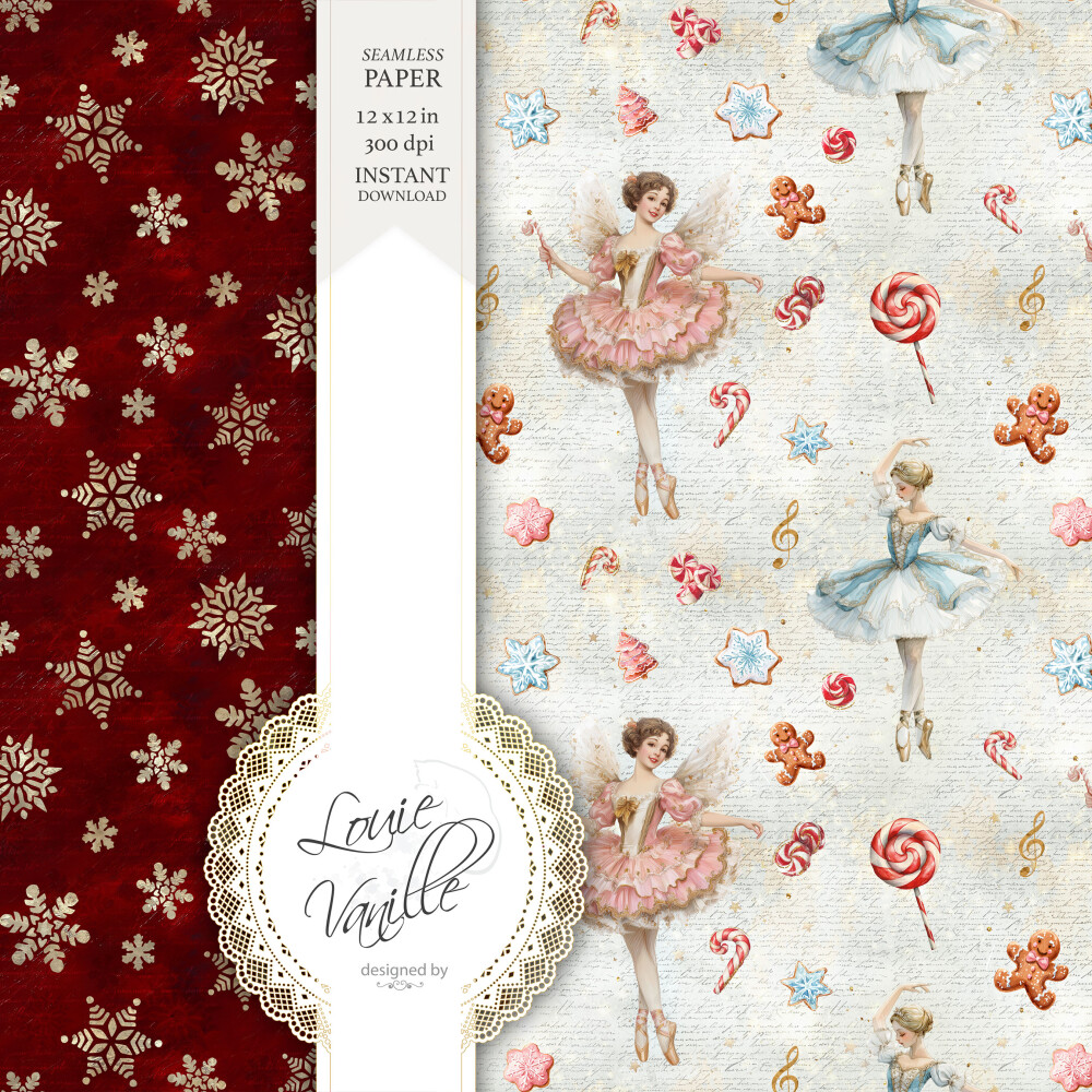 Kit O Quebra-Nozes Natal Papéis Digitais Seamless (Sem Emenda)