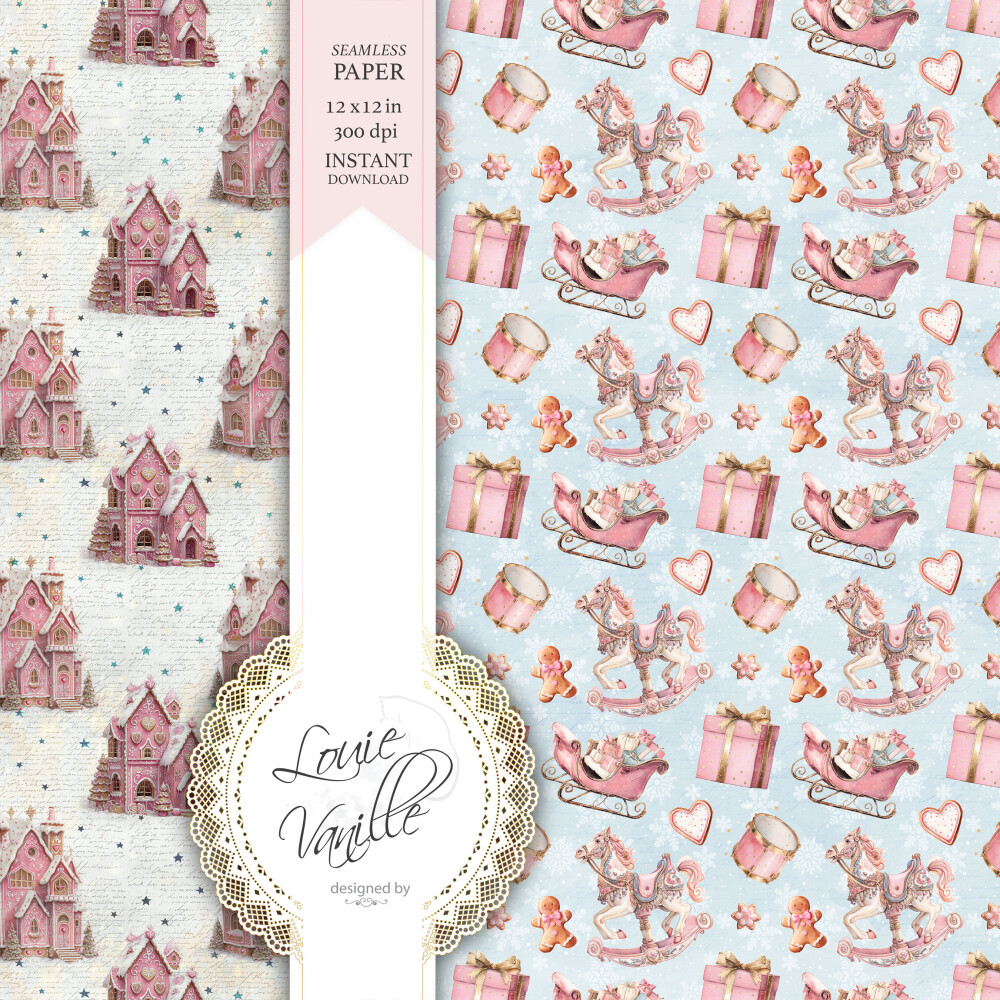 Kit O Quebra-Nozes Cor de Rosa Natal Papéis Digitais Seamless (S