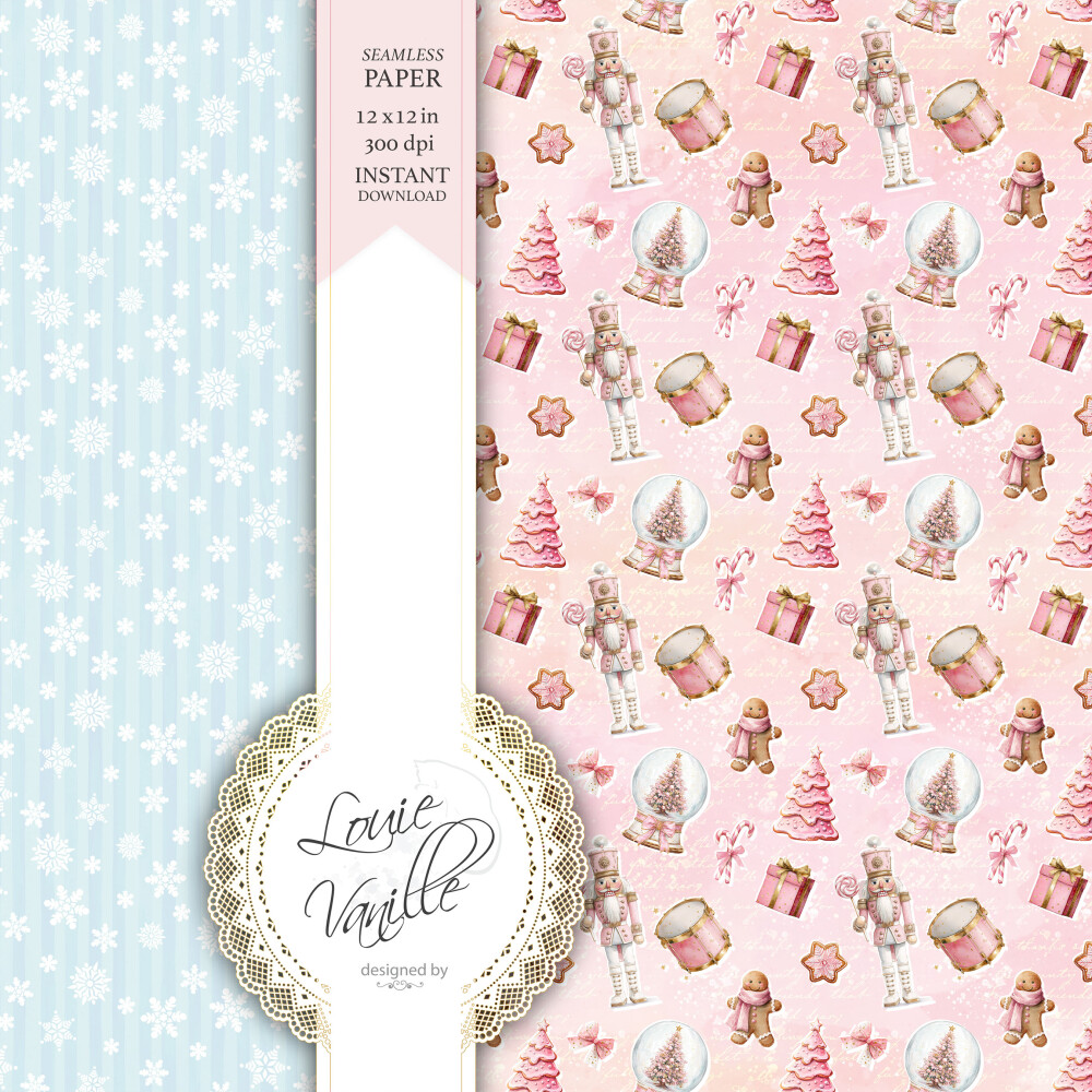 Kit O Quebra-Nozes Cor de Rosa Natal Papéis Digitais Seamless (S