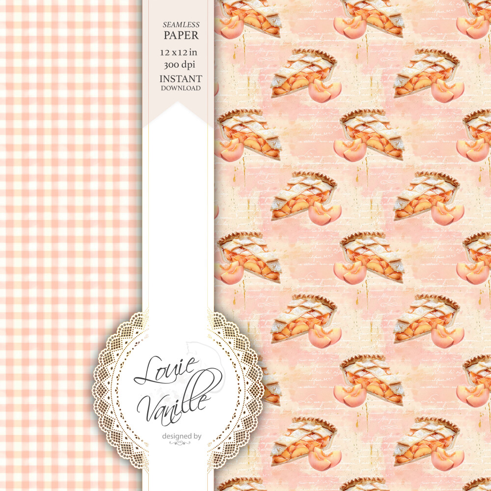 Kit Floral Doce de Pêssego Papéis Digitais Seamless (Sem Emenda