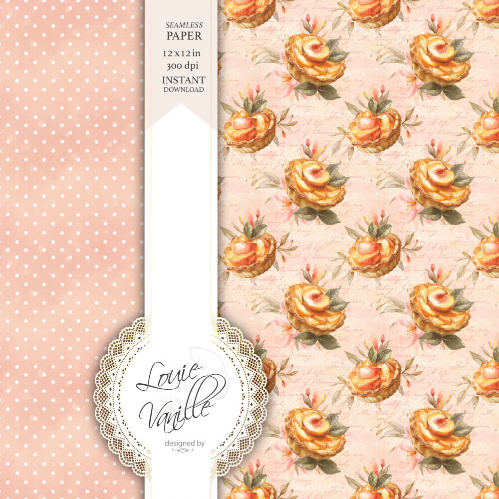 Kit Floral Doce de Pêssego Papéis Digitais Seamless (Sem Emenda