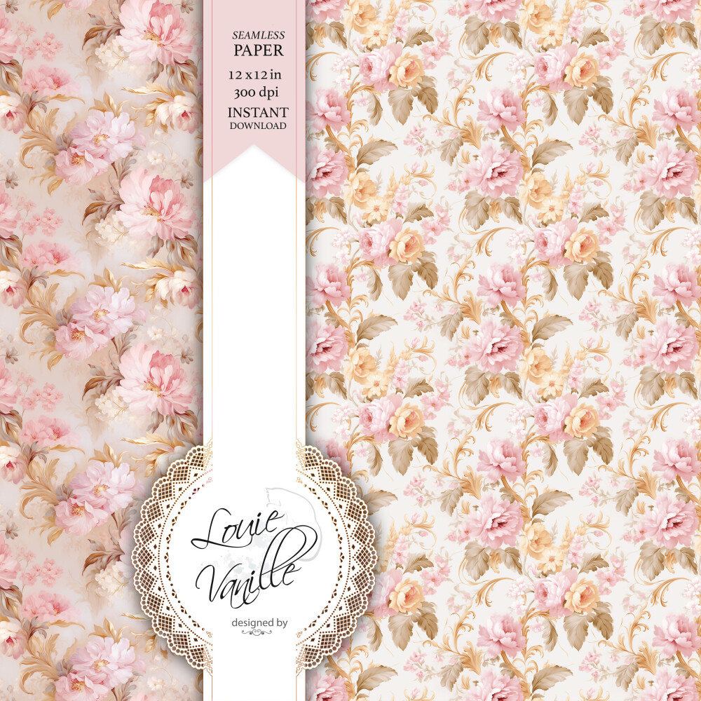 Kit Rosas da Primavera Papéis Digitais Seamless (Sem Emenda)