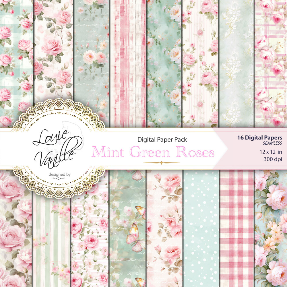 Kit Jardim de Rosas Papéis Digitais Seamless (Sem Emenda)