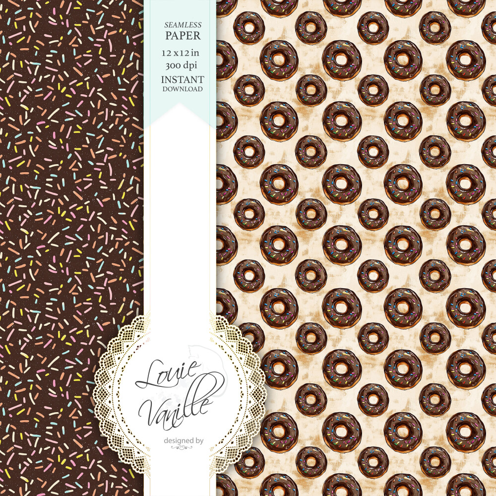 Kit Hora do Donut Papéis Digitais Seamless (Sem Emenda)