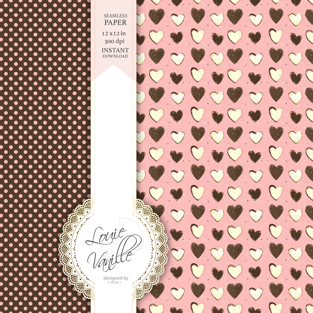 Kit Chocolate com Morango Papéis Digitais Seamless (Sem Emenda)