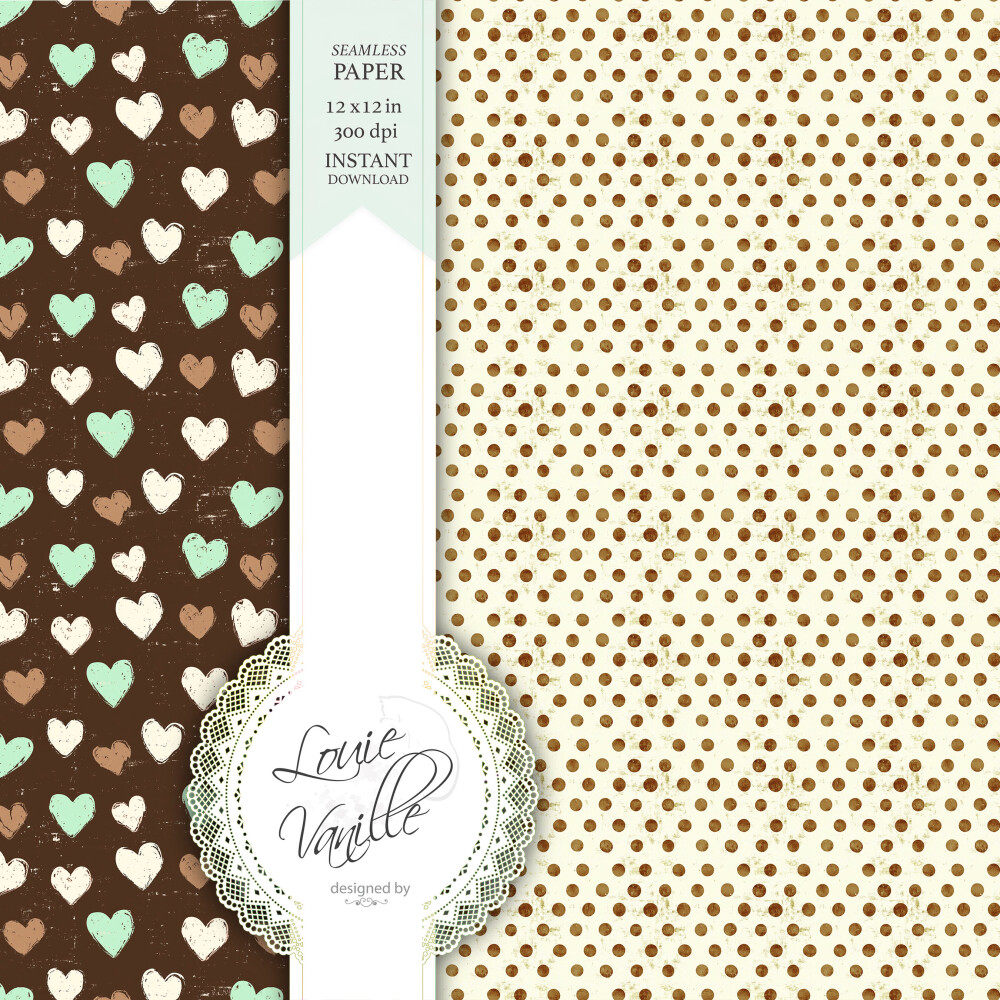 Kit Chocolate com Hortelã Papéis Digitais Seamless (Sem Emenda)