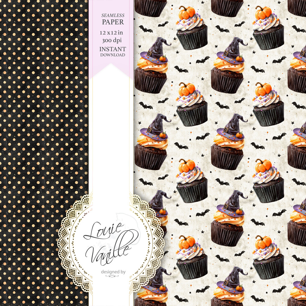 Kit Sobremesas de Halloween Papéis Digitais Seamless (Sem Emenda