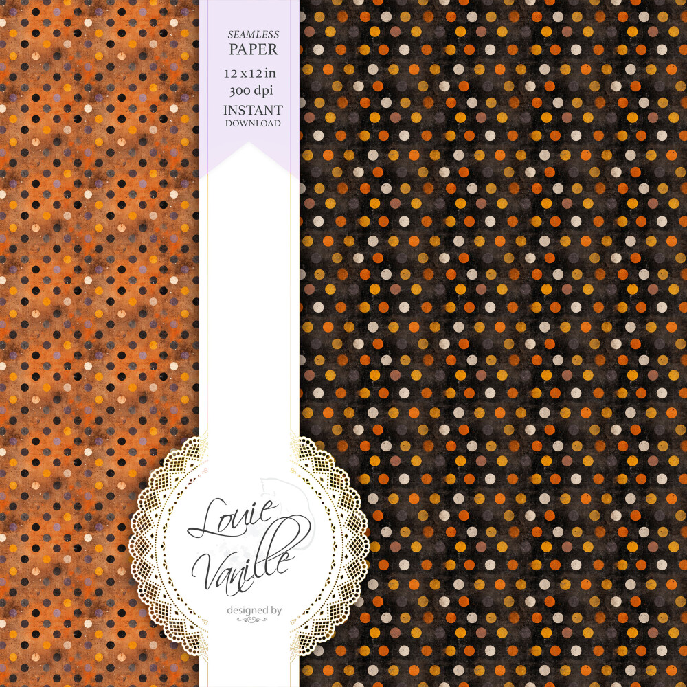Kit Poá de Halloween Vintage Papéis Digitais Seamless (Sem Emen