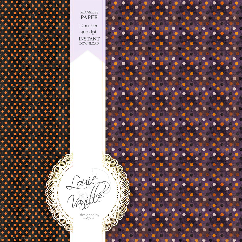 Kit Poá de Halloween Vintage Papéis Digitais Seamless (Sem Emen